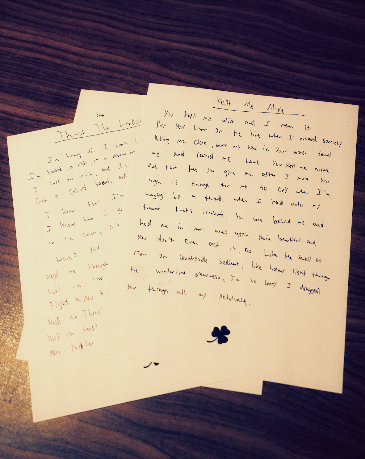 Clover Club Handwritten Lyric Sheet [Annual Member Gift]